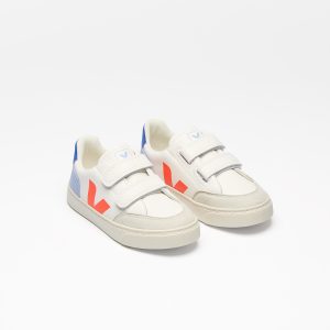 V-12 LEATHER WHITE MULTICO ORANGE FLUO