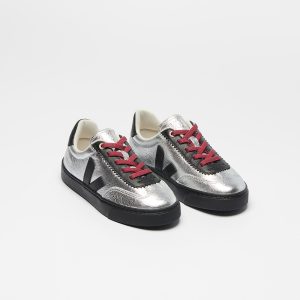 VOLLEY ELASTIC LACES VEJA X JELLY MALLOW LEATHER SILVER