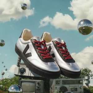 VOLLEY ELASTIC LACES VEJA X JELLY MALLOW LEATHER SILVER